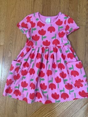 Hanna Andersson Pink Dress with Red Tulip Print